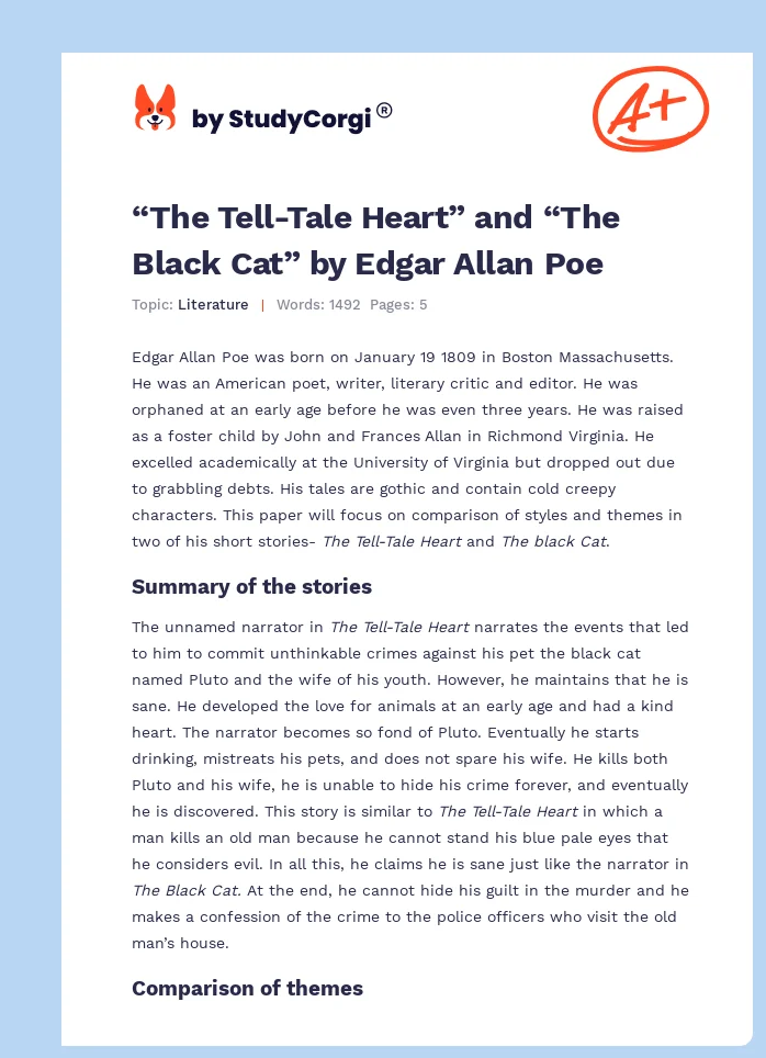 “The Tell-Tale Heart” and “The Black Cat” by Edgar Allan Poe. Page 1