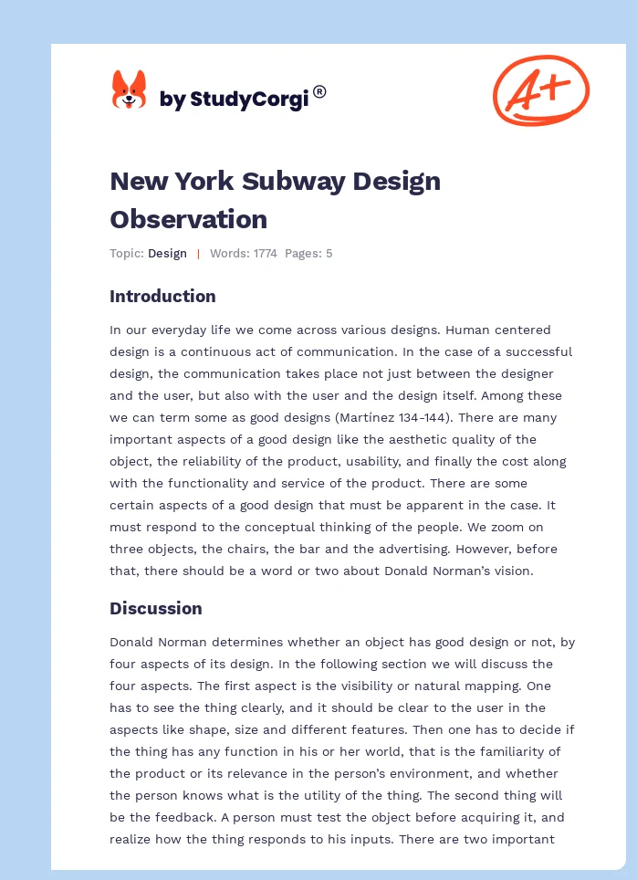 New York Subway Design Observation. Page 1