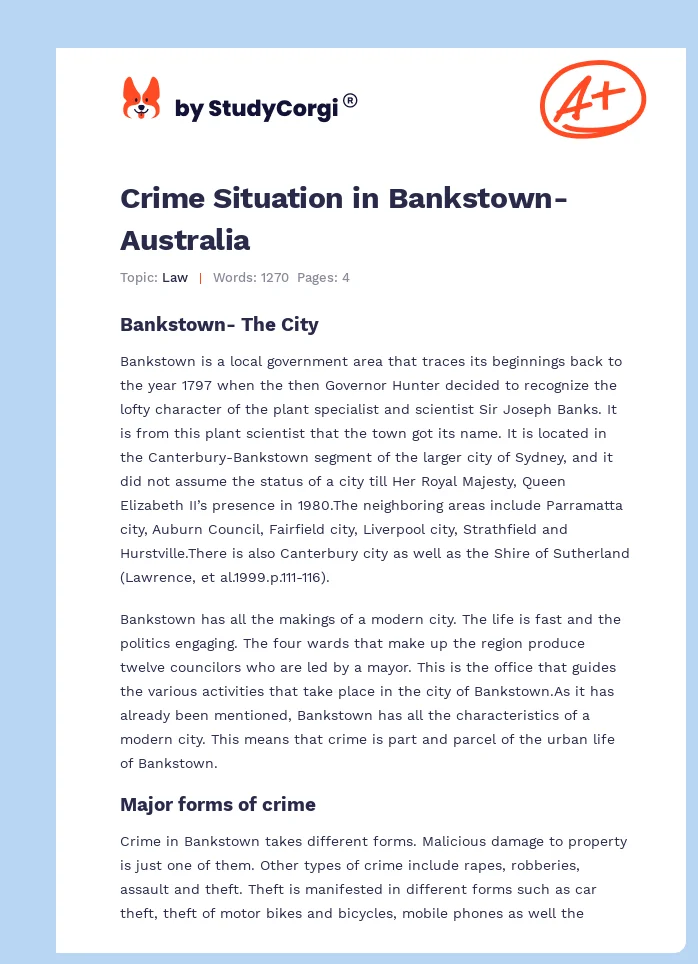 Crime Situation in Bankstown-Australia. Page 1