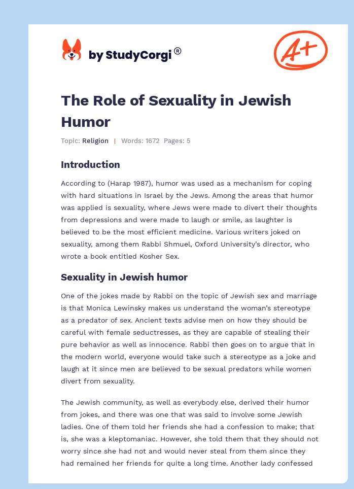 The Role of Sexuality in Jewish Humor. Page 1