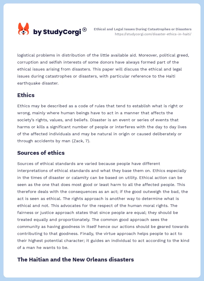 Ethical and Legal Issues During Catastrophes or Disasters. Page 2