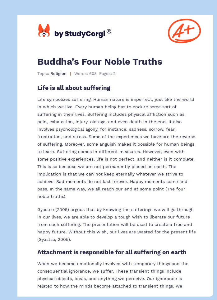Buddha’s Four Noble Truths. Page 1