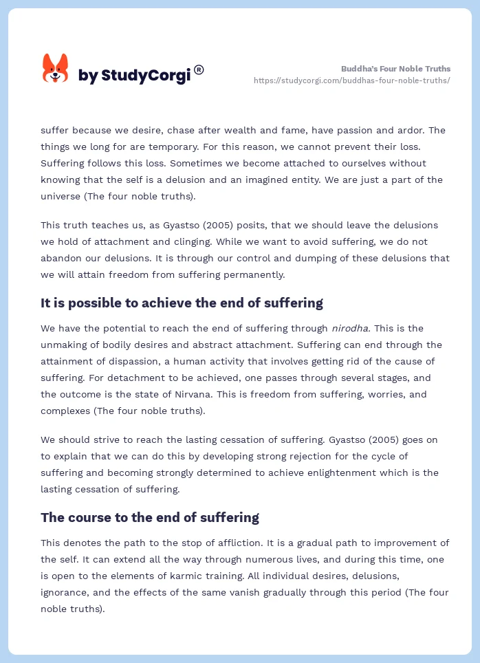 Buddha’s Four Noble Truths. Page 2
