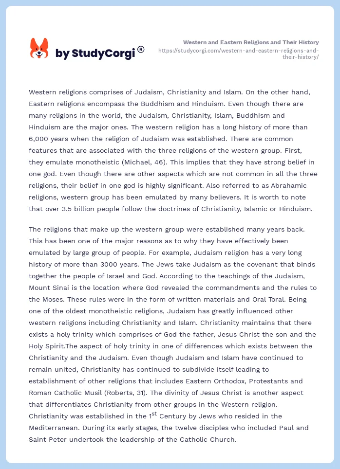 Western and Eastern Religions and Their History. Page 2
