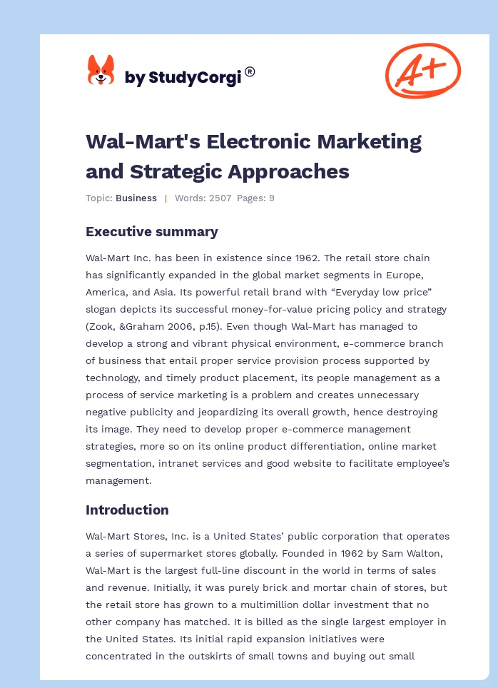 Wal-Mart's Electronic Marketing and Strategic Approaches. Page 1