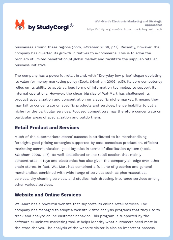 Wal-Mart's Electronic Marketing and Strategic Approaches. Page 2