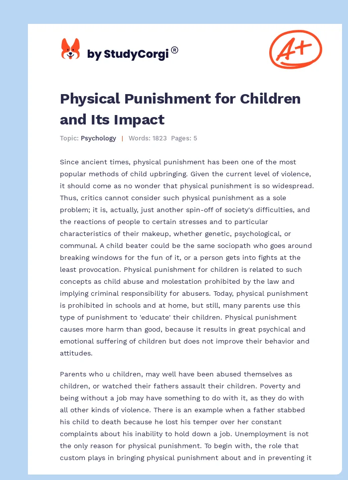 Physical Punishment for Children and Its Impact. Page 1