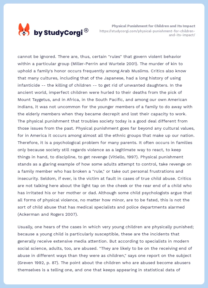 Physical Punishment for Children and Its Impact. Page 2