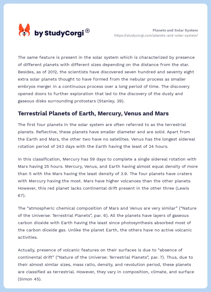 Planets and Solar System. Page 2