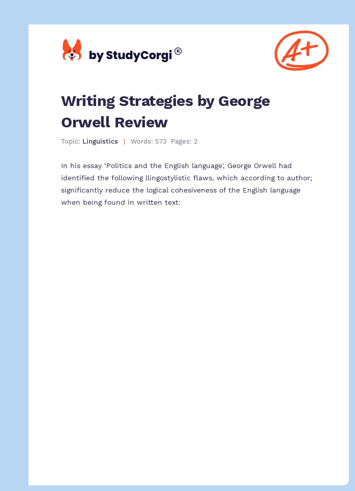 Writing Strategies by George Orwell Review. Page 1