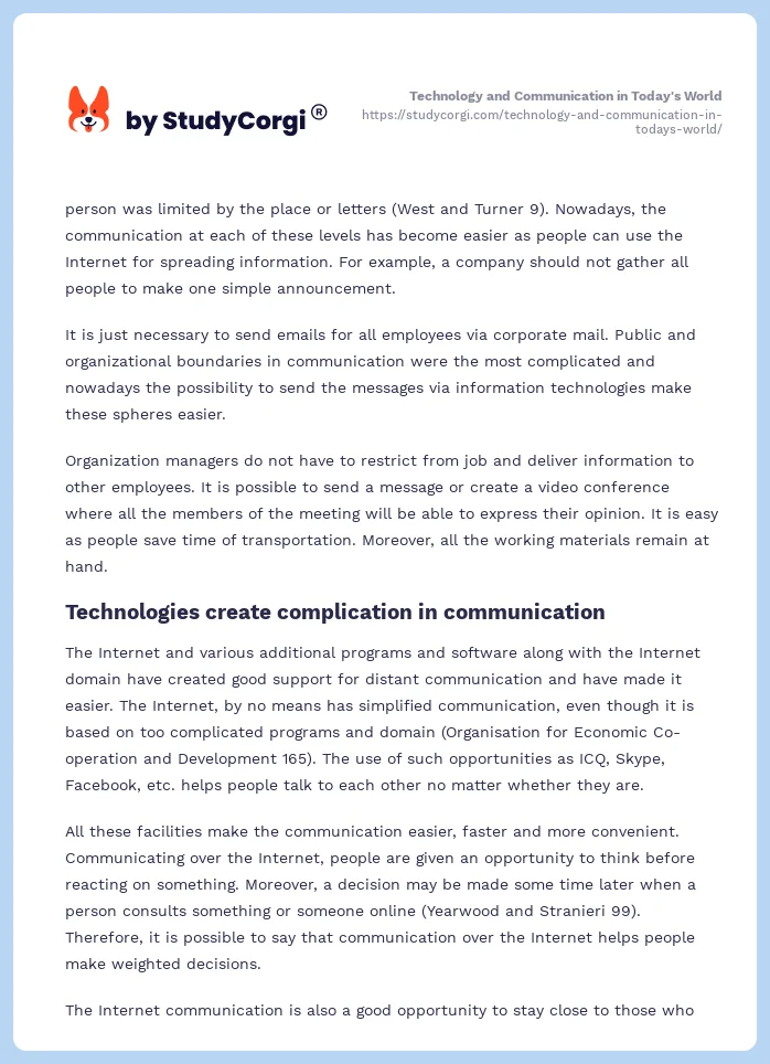 Technology and Communication in Today's World. Page 2