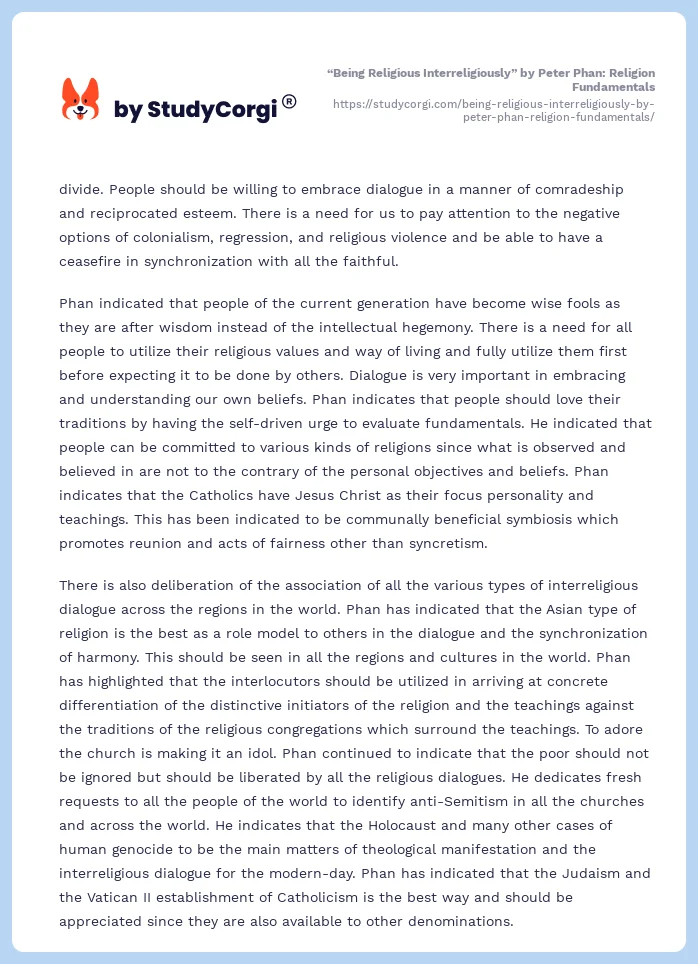 “Being Religious Interreligiously” by Peter Phan: Religion Fundamentals. Page 2