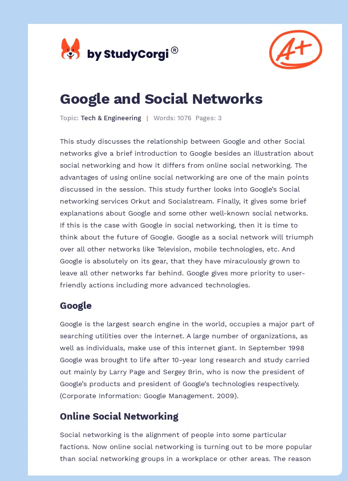 Google and Social Networks. Page 1