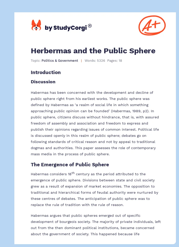 Herbermas and the Public Sphere. Page 1