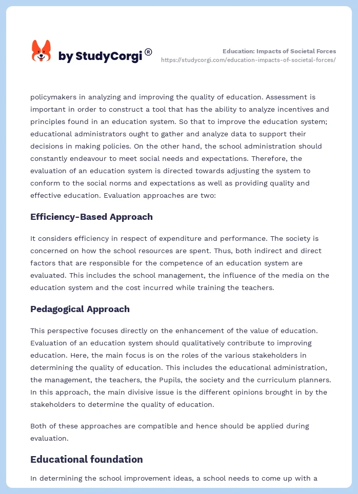 Education: Impacts of Societal Forces. Page 2