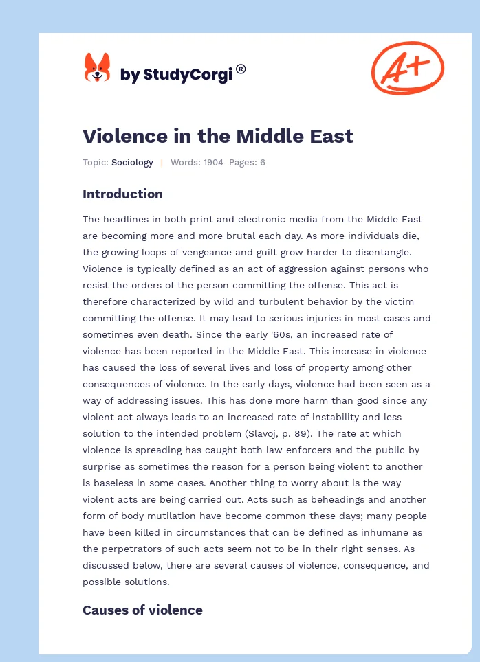 Violence in the Middle East. Page 1