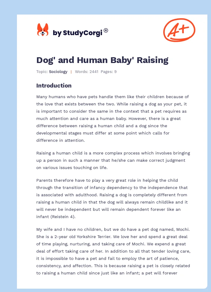 Dog' and Human Baby' Raising. Page 1