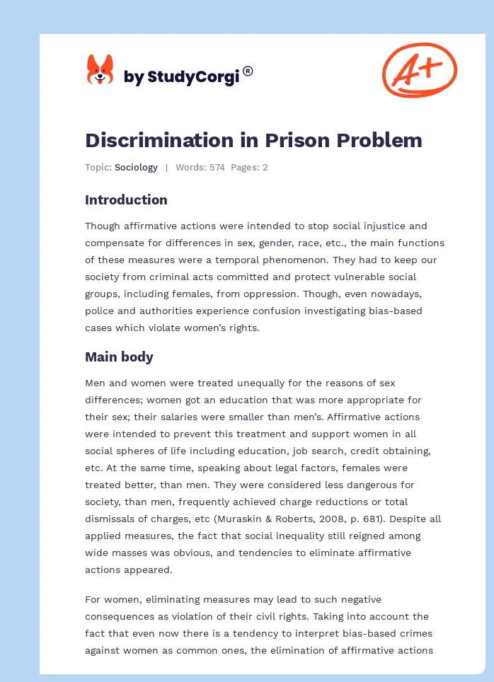 Discrimination in Prison Problem. Page 1