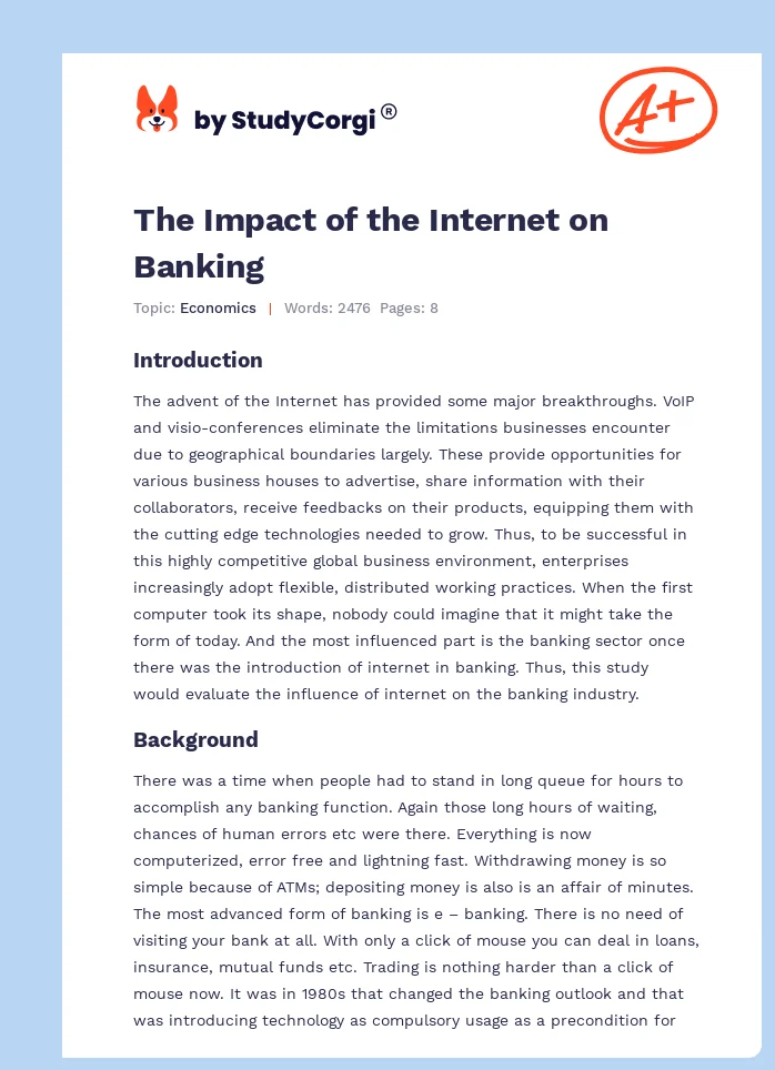 The Impact of the Internet on Banking. Page 1