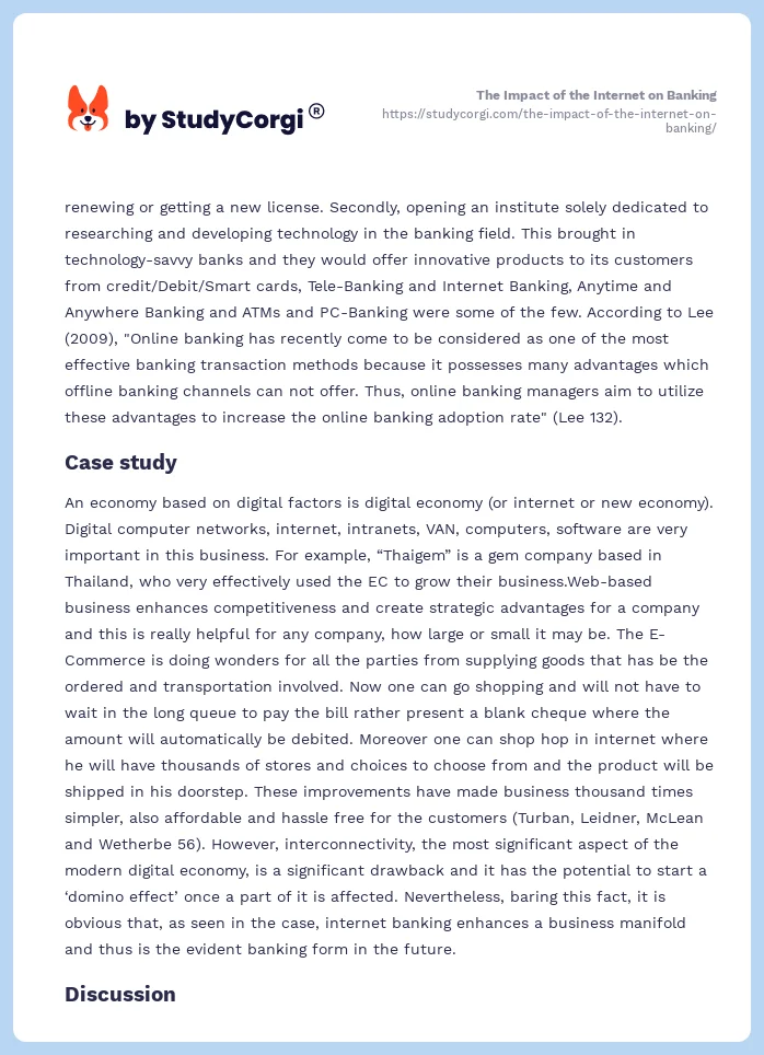 The Impact of the Internet on Banking. Page 2