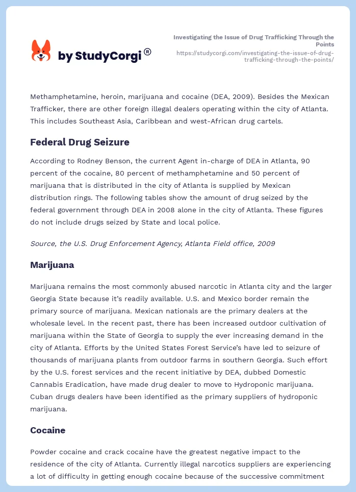 Investigating the Issue of Drug Trafficking Through the Points. Page 2