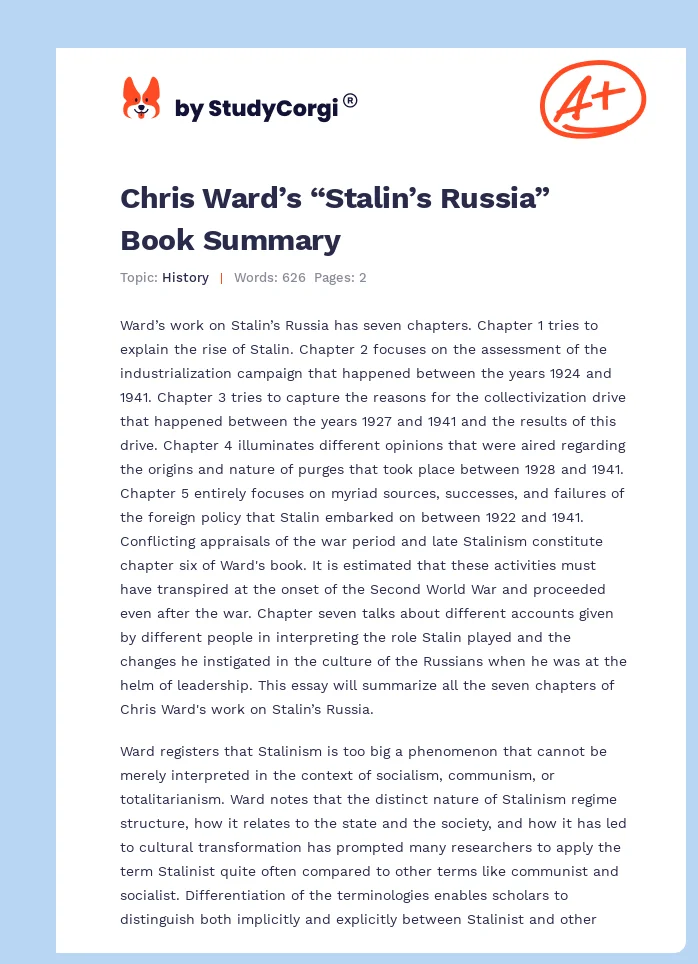 Chris Ward’s “Stalin’s Russia” Book Summary. Page 1