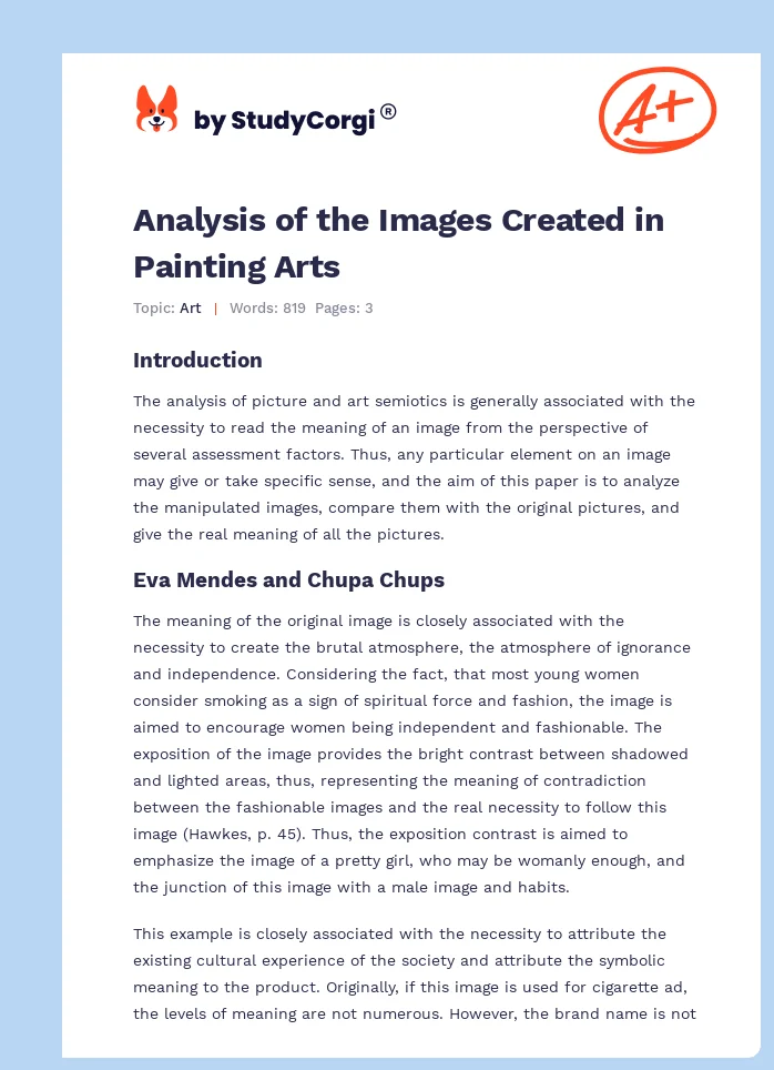 Analysis of the Images Created in Painting Arts. Page 1