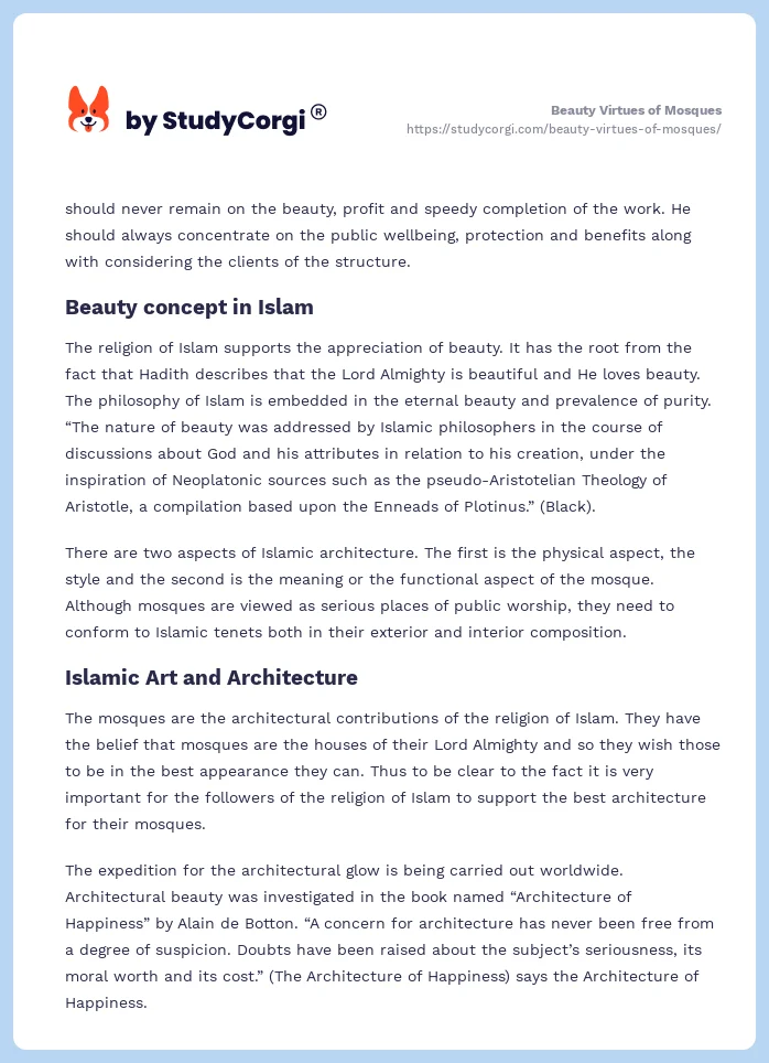 Beauty Virtues of Mosques. Page 2