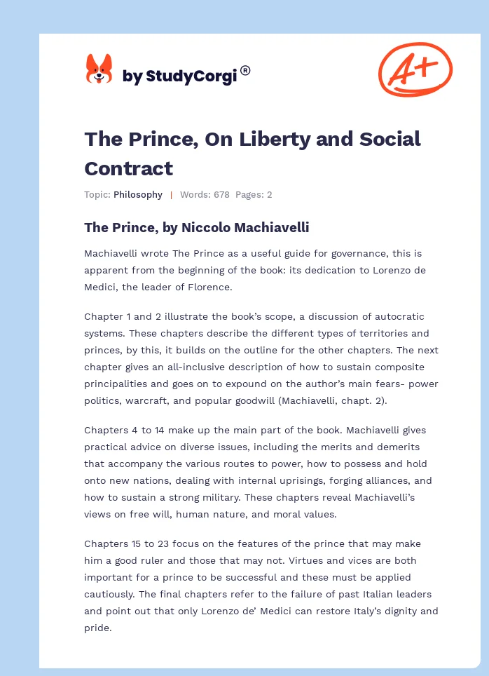The Prince, On Liberty and Social Contract. Page 1