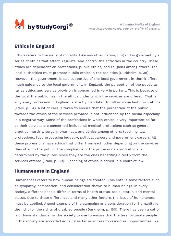 A Country Profile of England. Page 2