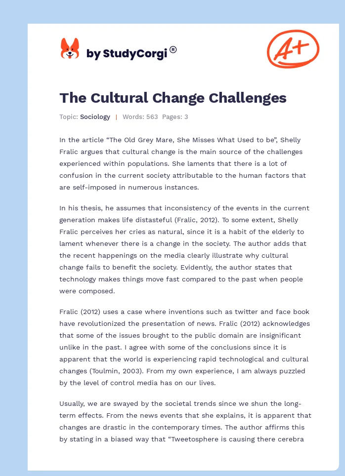 The Cultural Change Challenges. Page 1