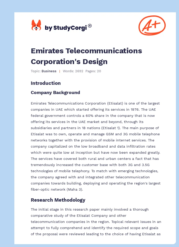Emirates Telecommunications Corporation's Design. Page 1