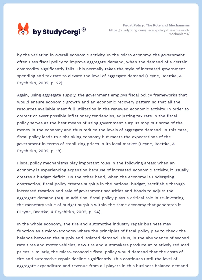 Fiscal Policy: The Role and Mechanisms. Page 2