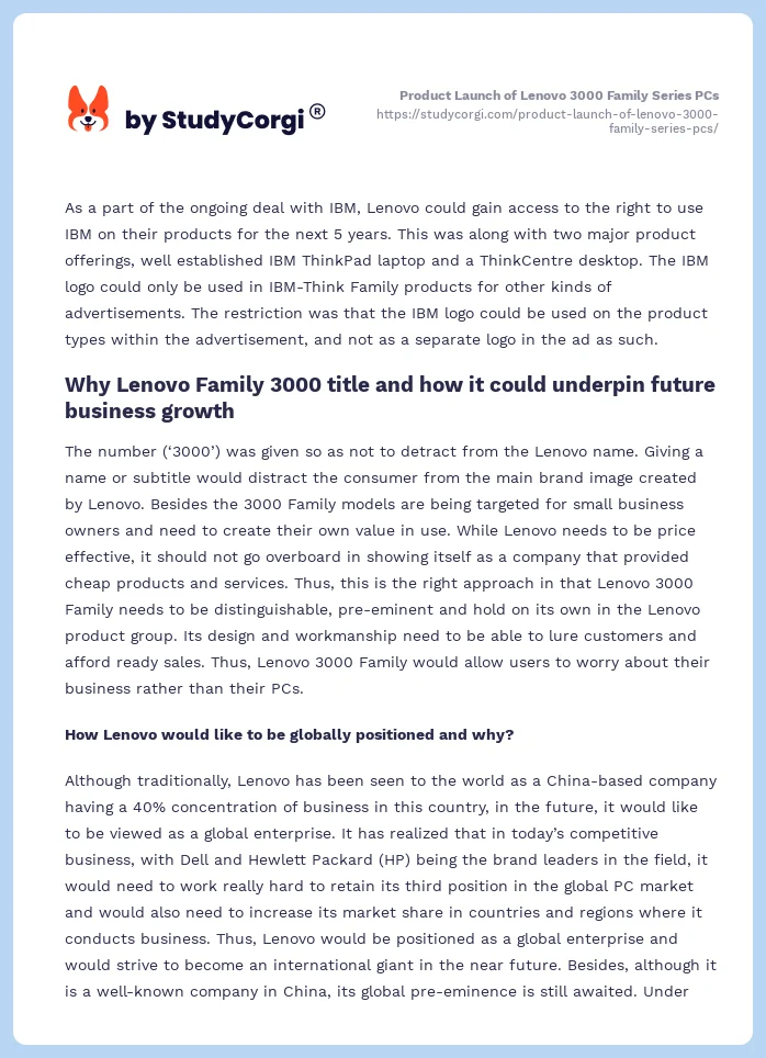 Product Launch of Lenovo 3000 Family Series PCs. Page 2
