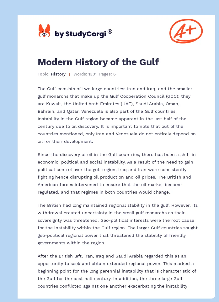 Modern History of the Gulf. Page 1