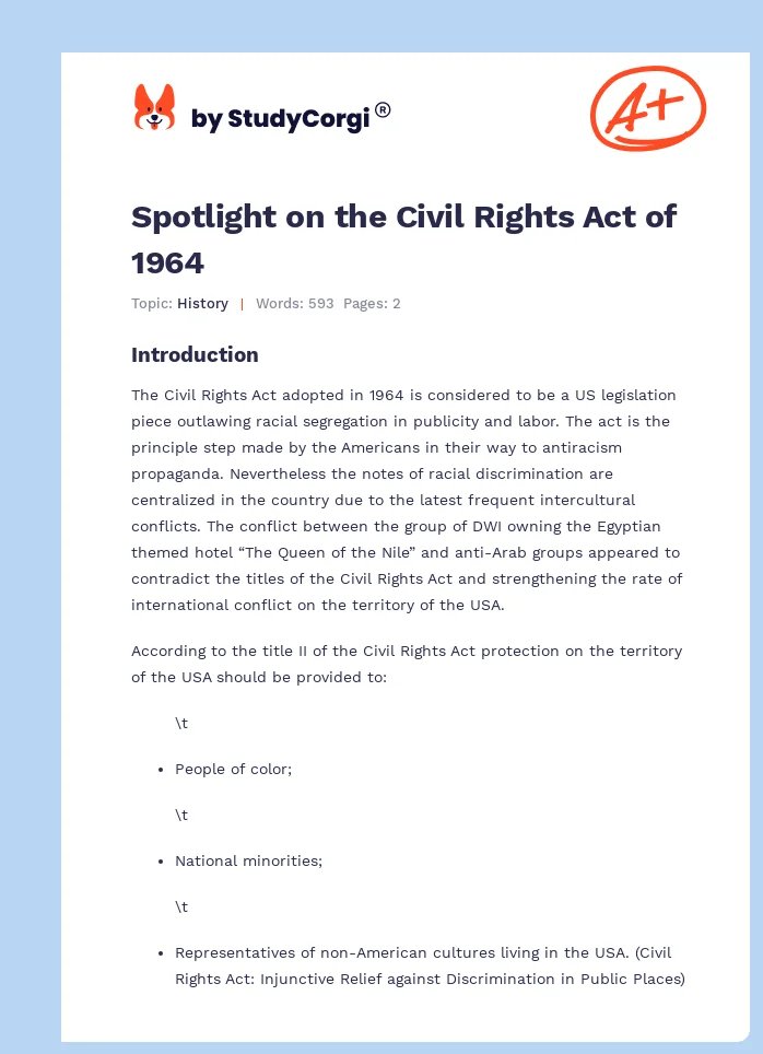 Spotlight on the Civil Rights Act of 1964. Page 1