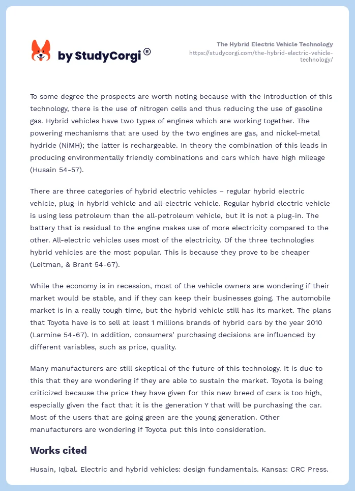 The Hybrid Electric Vehicle Technology. Page 2