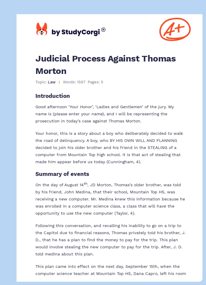 Judicial Process Against Thomas Morton. Page 1