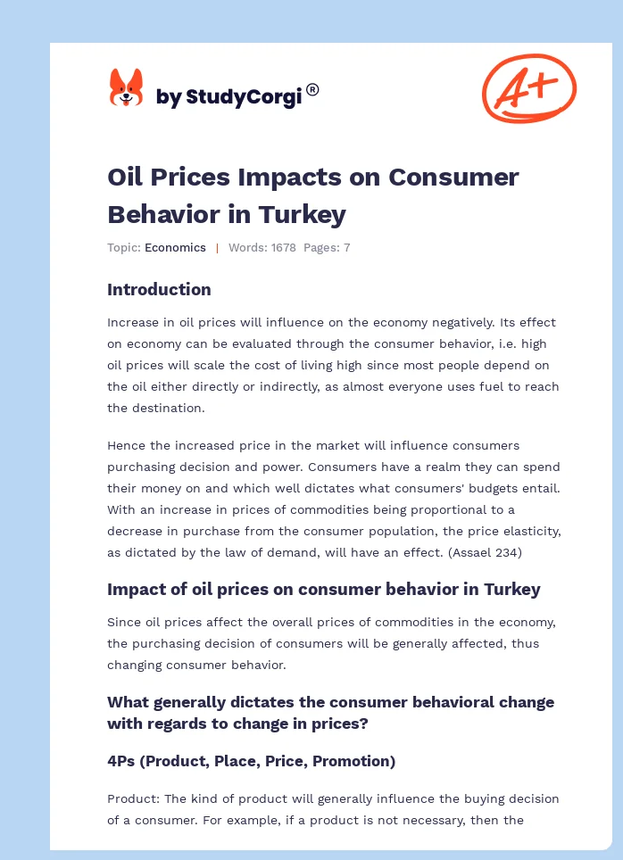 Oil Prices Impacts on Consumer Behavior in Turkey. Page 1