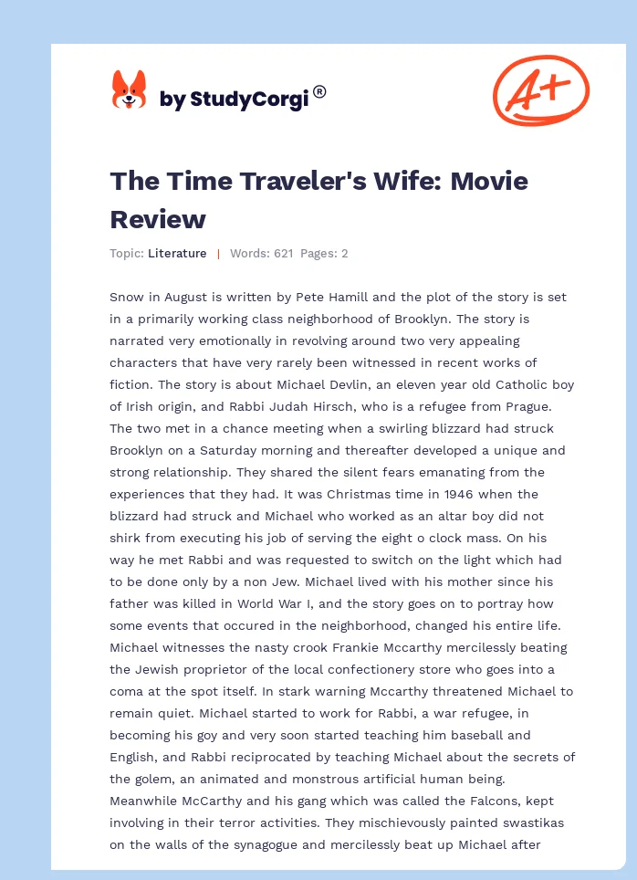 The Time Traveler's Wife: Movie Review. Page 1