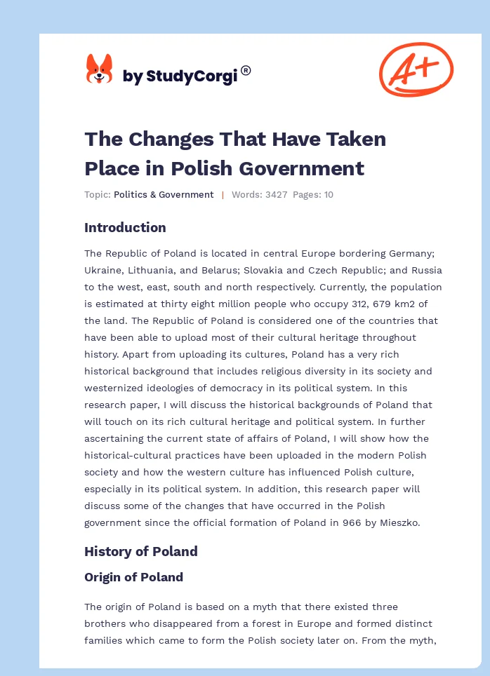 The Changes That Have Taken Place in Polish Government. Page 1