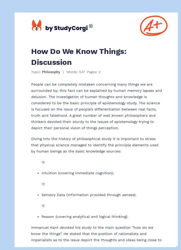 How Do We Know Things: Discussion. Page 1