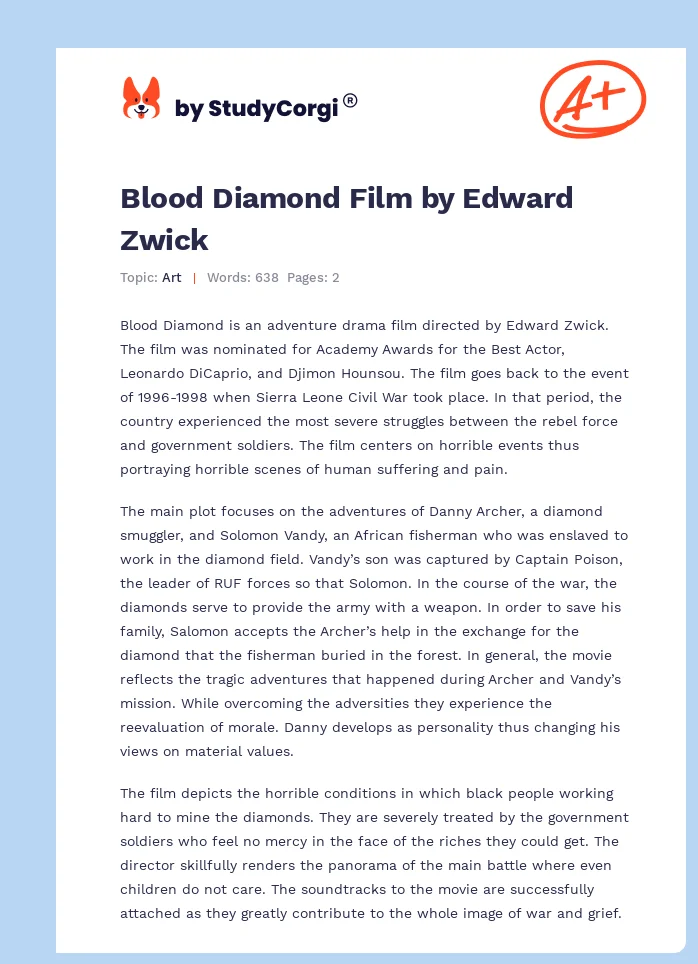 Blood Diamond Film by Edward Zwick. Page 1