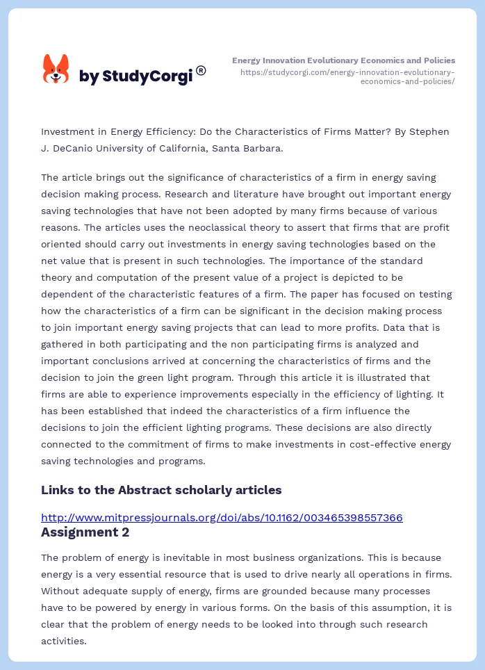 Energy Innovation Evolutionary Economics and Policies. Page 2