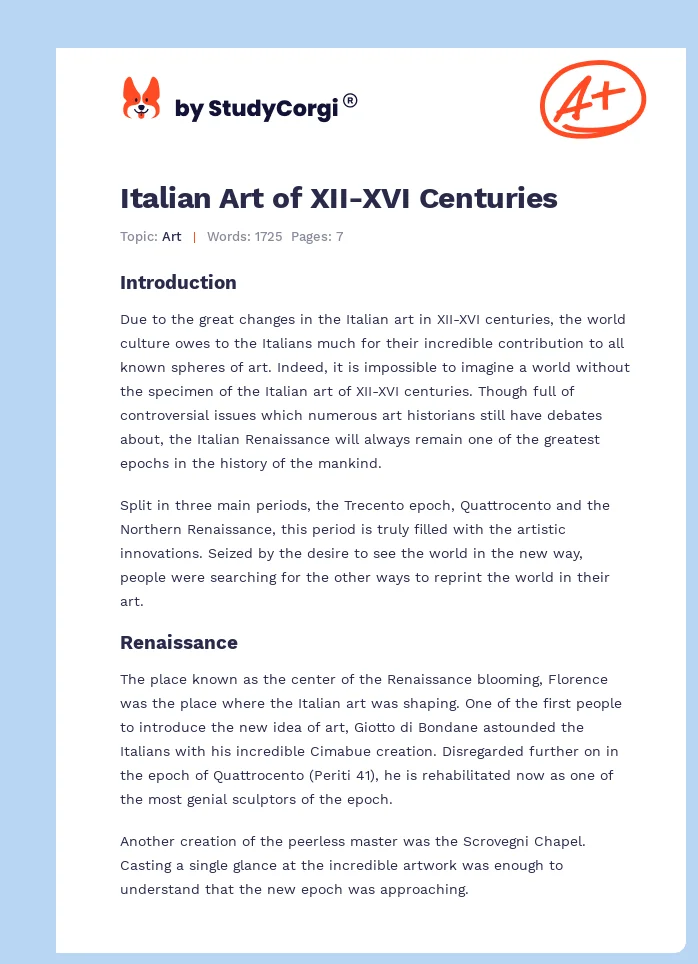 Italian Art of XII-XVI Centuries. Page 1