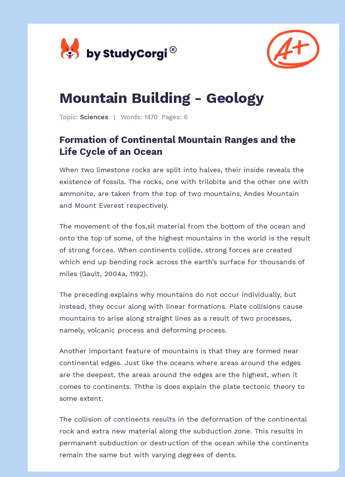 Mountain Building - Geology. Page 1