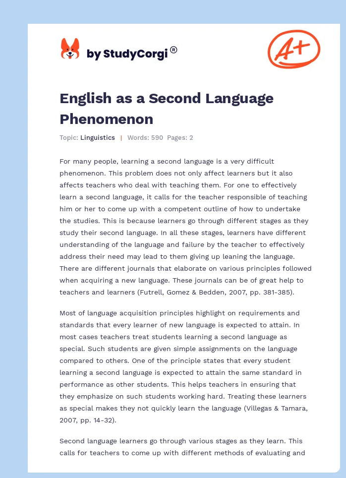 English as a Second Language Phenomenon. Page 1