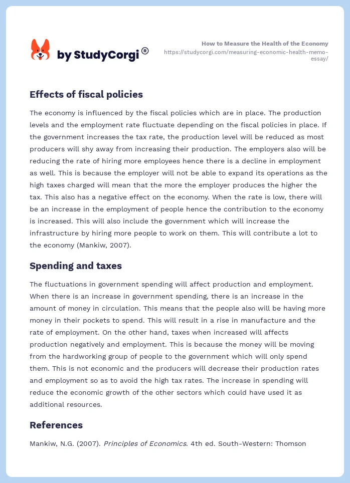 How to Measure the Health of the Economy. Page 2