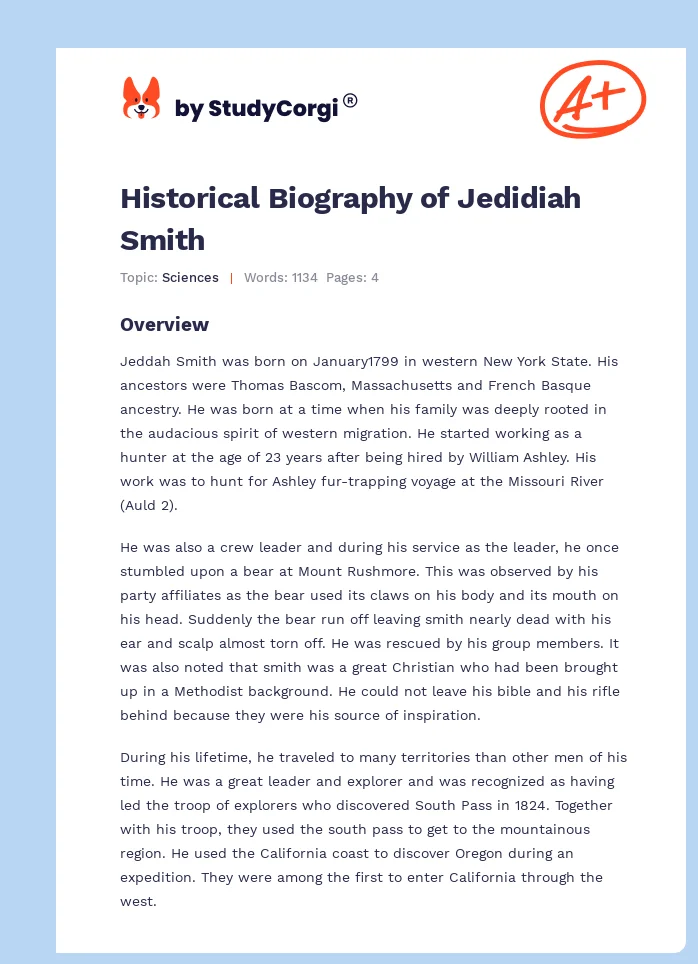 Historical Biography of Jedidiah Smith. Page 1