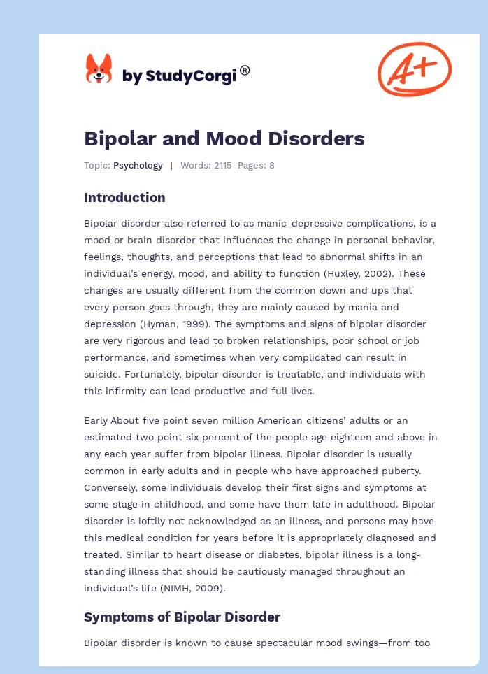 Bipolar and Mood Disorders. Page 1